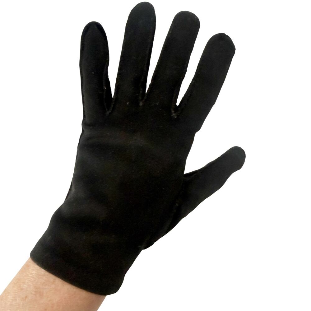 vintage black Fashion Dress Gloves women's 7.5 small wrist length button closure